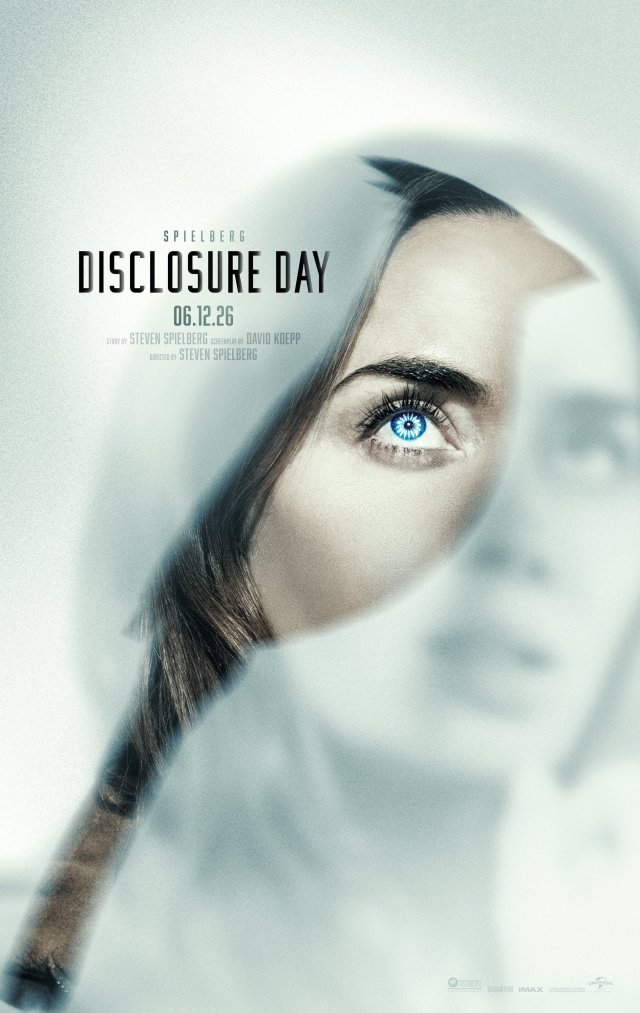 Disclosure Day official poster - glowing blue eye with hidden stag silhouette